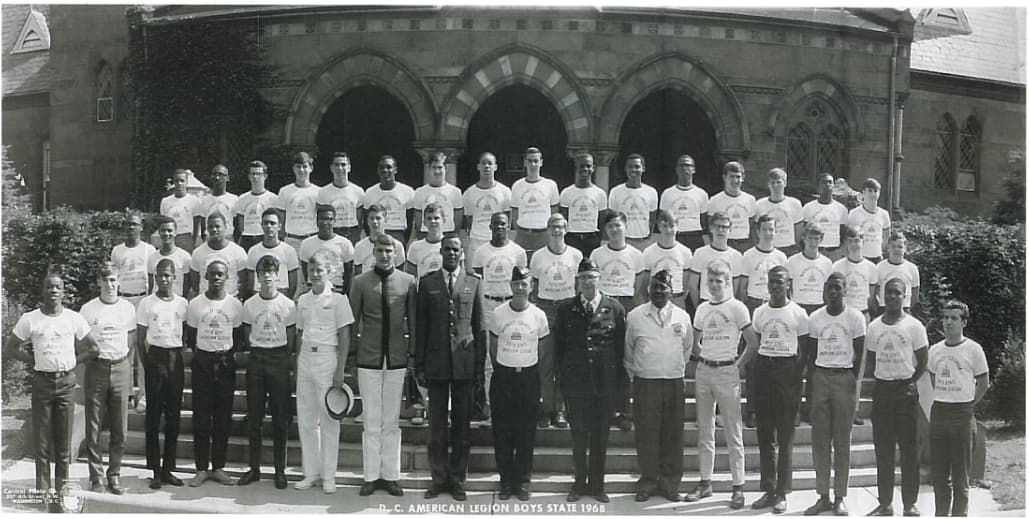 DC American Legion Boys State 1968. Group of men in uniform standing together.