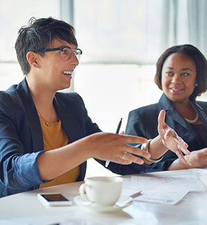 Two professionals in a meeting