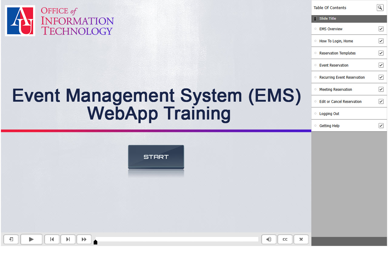 screenshot of the EMS WebApp Training Video