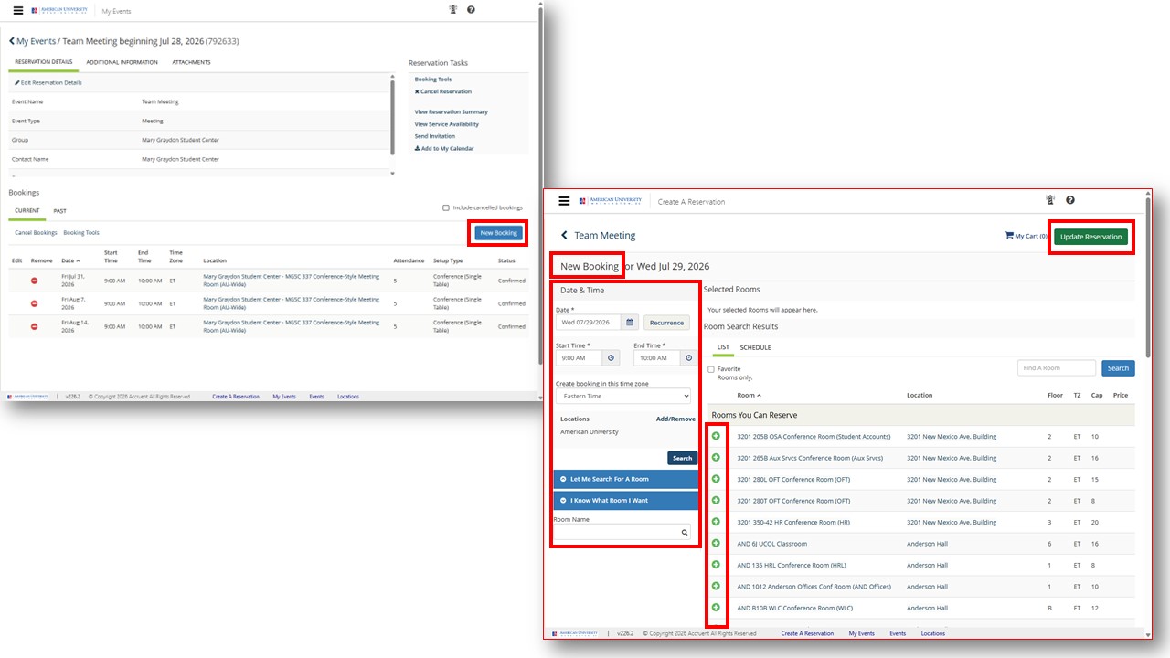 Screenshot of EMS Edit and Add Booking