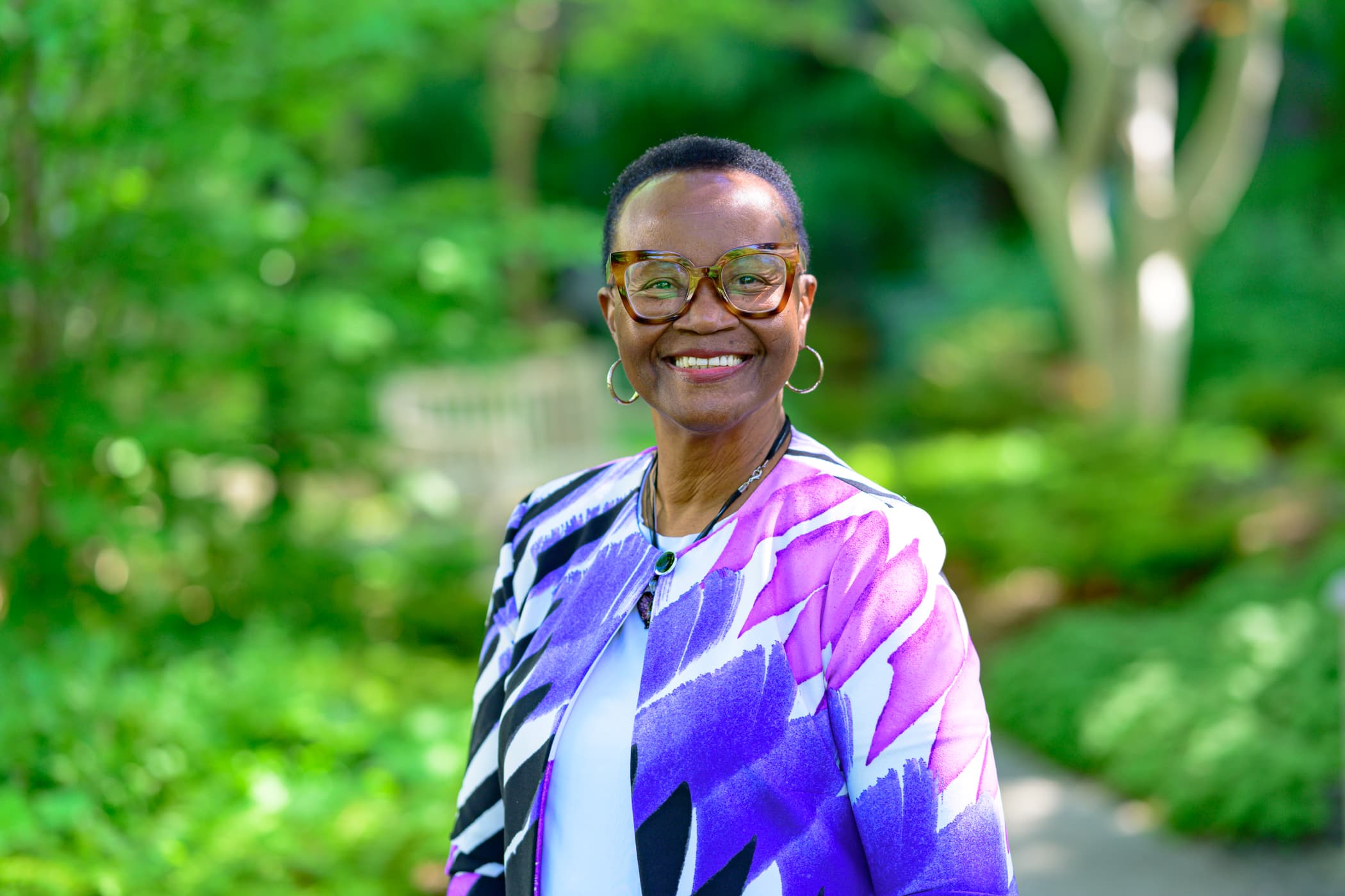 Graduate student Darla E. Davenport-Powell stands outside.