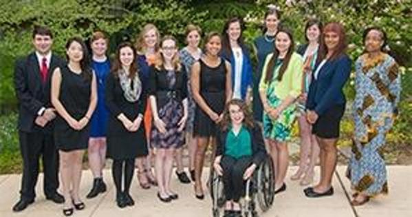 The 2014 Student Award Winners gather together outside.