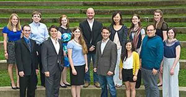 The 2012 Student award Winners stand in the ampitheater.