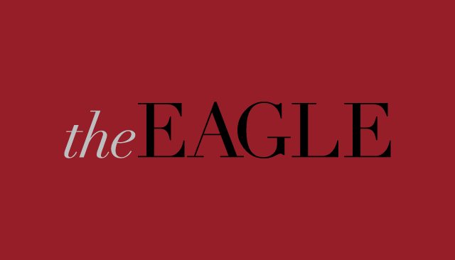 The Eagle student newspaper logo on a red backdrop