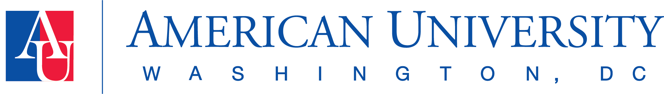 Horizontal Logo, AU icon left of American University Washington, D.C.