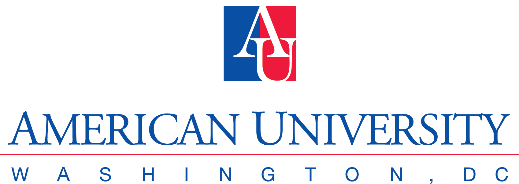 AU icon above American University, red rule separator, Washington, D.C. AU icon above American University, red rule separator, Washington, D.C.