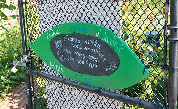 sign about seeds at DC Bilingual Public Charter School