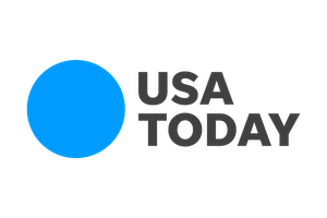 Texts reading USA today next to bright blue circle