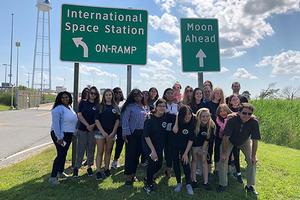 Students from AU and local high schools at Wallops Flight Facility.