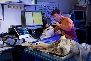 An American University biology professor works in her lab.