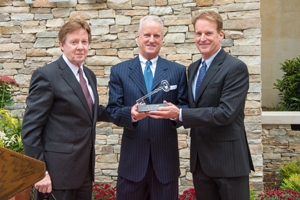 President Kerwin and alums Jack Cassell and his twin brother Stafford H. Cassell Jr.