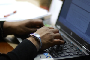 Hands on a computer