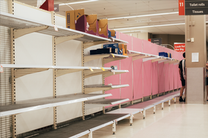 Empty store shelves during pandemic