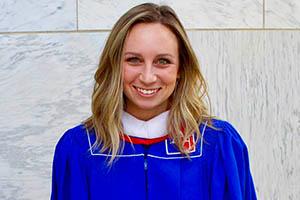Alexis Janney in her American University graduation gown.
