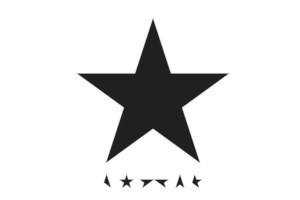 Cover art from David Bowie album Blackstar. A large five point star over smaller star pieces