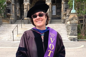 Bonnie Morris in academic regalia