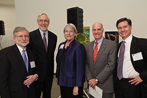 Daniel Fiorino, Dean William LeoGrande, Gail Bingham, Provost Scott Bass, Daniel C. Esty