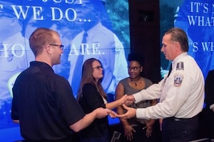 Police Chief Peter Newsham with students