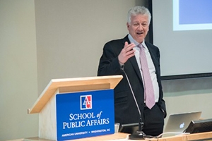 Sheldon Danziger, president of the Russell Sage Foundation, speaks at the event, 