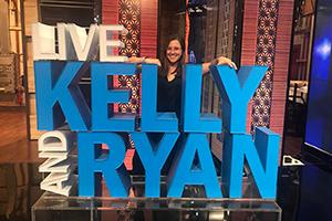 Emma Galasso with sign: Live with Kelly and Ryan 