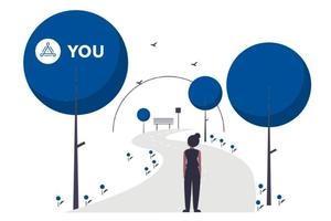 Illustration of woman in front of a path
