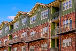 Three-story brick townhouses