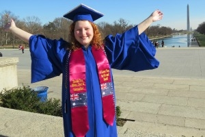 Jessica Antopol celebrating her graduation.