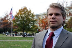 AU student and Iraq war veteran John Kamin campaigns for veterans on and off campus.