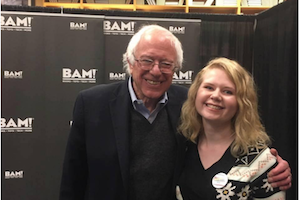 Senator Bernie Sanders (left) and Alli Woodard.