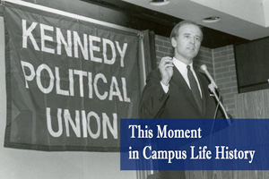 Senator Joe Biden speaks at a Kennedy Political Union event in the past.