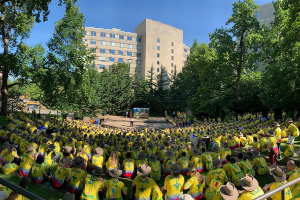 Mass of scouts gathered in the AU amphitheater