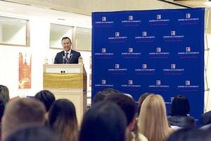 A man speaks at an event