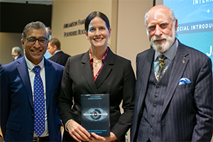 (L-R) Anupam Chander, Laura DeNardis, Vinton Cerf at Internet in Everything book talk