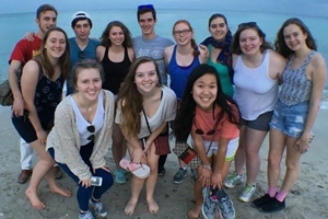 AU scholars on Miami Beach before their flight to Havana, Cuba.