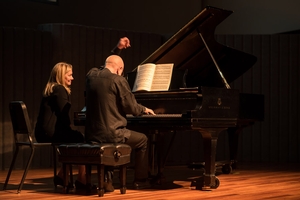 Vladimir Feltsman at piano with page turner