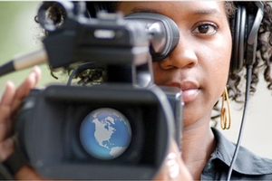 Girl holding camera