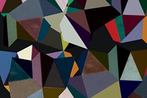 Album art from Portico Quartet album Isla. Abstract art consisting of multicolored triangles