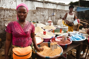 A woman at a market.