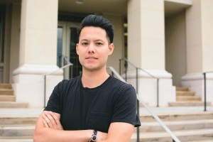 Philip Soriano outside of Kogod School of Business.