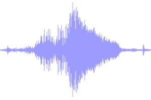 Sound waveform that starts small grows very wide and then narrows