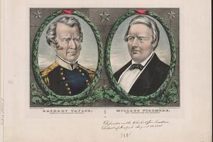 Campaign banner for Whig Party candidates in the national election of 1848, promoting Zachary Taylor and Millard Fillmore