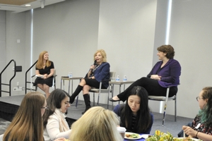 Moderator Liza Morris, Patricia de Stacy Harrison, and Mindy Myers