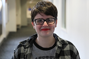 Junior Xena Itzkowitz in the Mary Graydon Center hallway.