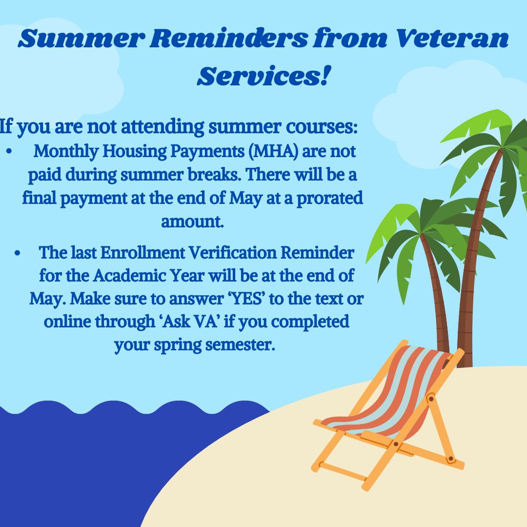 Summer Reminders from Veteran Services!