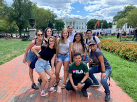 Washington Semester Ambassador Josue SImon Garcia with friends during the Amazing Race