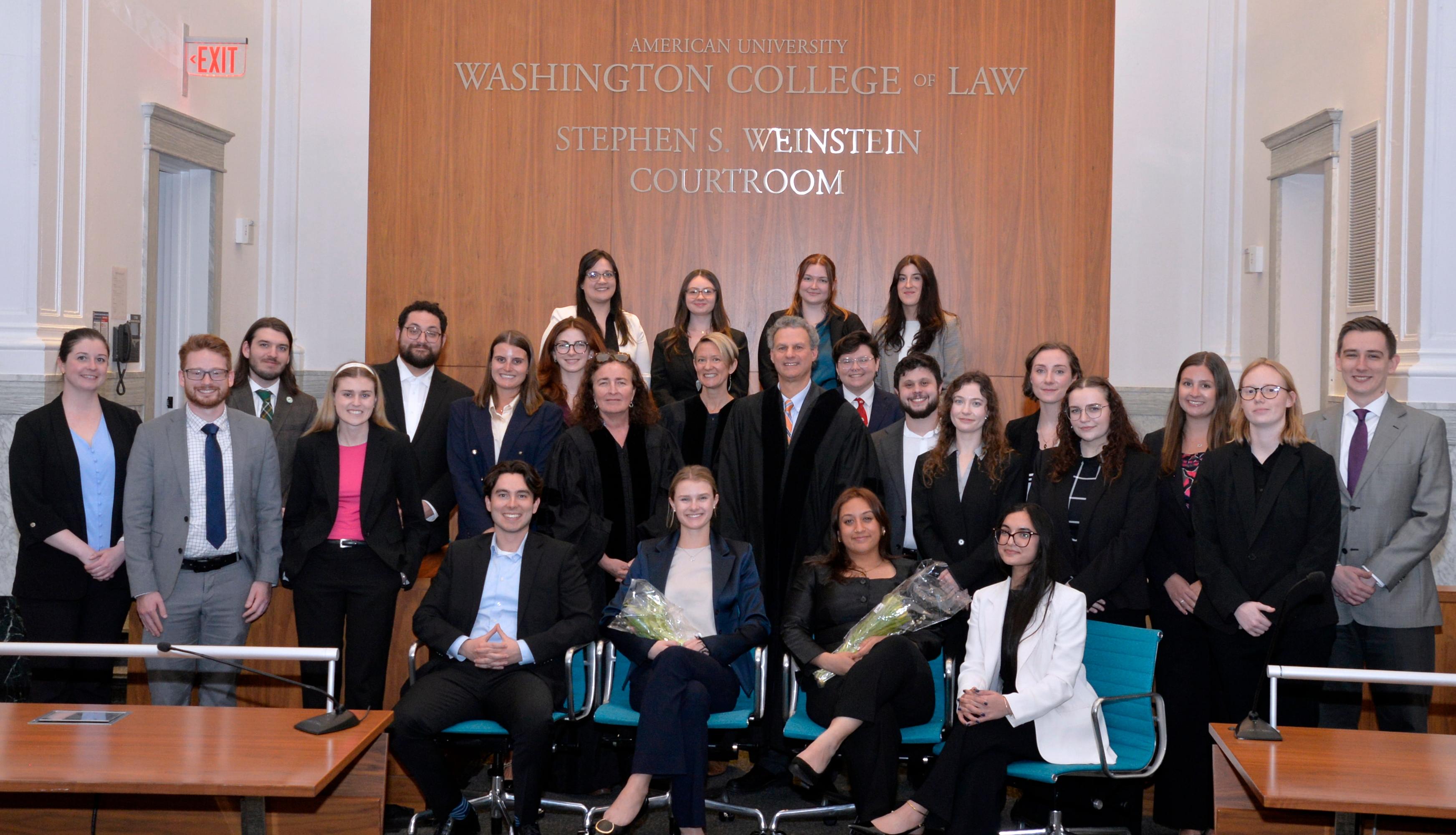 Members of the Moot Court Honor Society pose with faculty judges following the 2026 Alvina Reckman-Myers First Year Moot Court Tournament. Student organizers Sophie Putrim and Anika Krishnan (center) were presented with flowers in recognition of their dedication and leadership in organizing the competition. Members of the Moot Court Honor Society pose with faculty judges following the 2026 Alvina Reckman-Myers First Year Moot Court Tournament. Student organizers Sophie Putrim and Anika Krishnan (center) were presented with flowers in recognition of their dedication and leadership in organizing the competition.