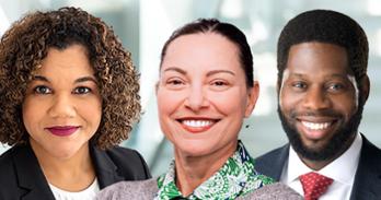 New faculty members (left to right), Danielle Burs, Melanie Oberlin Knapp, and Kenechukwu O. Okocha