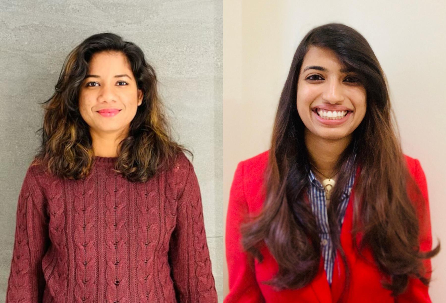 Aishwarya Ponugoti (left) and Trishala Dessai (right) Aishwarya Ponugoti (left) and Trishala Dessai (right)
